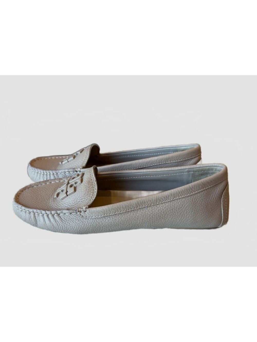 Tory Burch Lowell Tumbled Leather Drivers Loafers Tan Size 8.5
